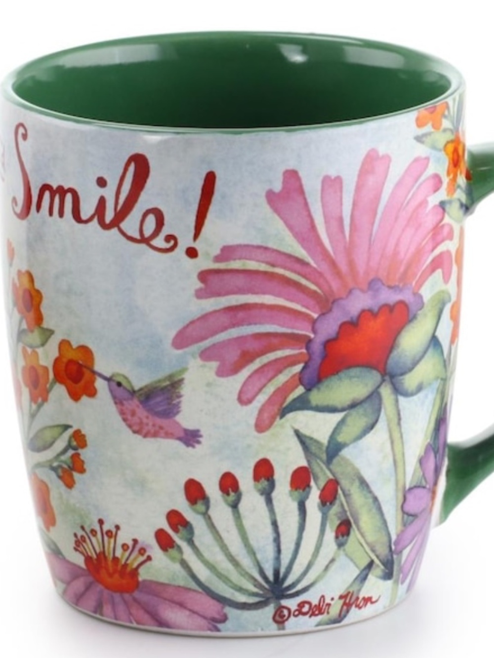 Gibson Home Be Happy and Smile Floral Coffee Mug